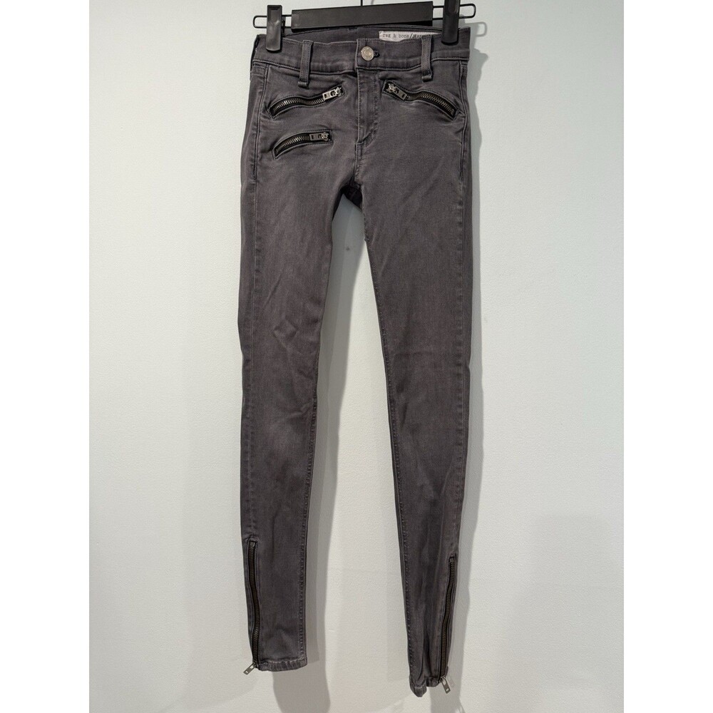 Rag & Bone Jeans Women 22" Grey Stretch Zip Hem Skater Punk Grunge Goth Festival